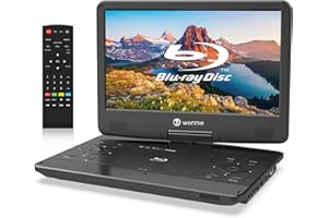 WONNIE Tragbarer Blu-Ray-DVD-Player mit 16,9 Zoll (42,9 cm) 14,1 Zoll (35,8 cm) 1080P Full HD großem schwenkbarem Bildschirm, Dolby-Audio-Sound, 4 Stunden wiederaufladbarer Akku, unterstützt letzten
