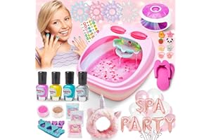 BUBBLY GIRLZ Kids Spa Day Kit for Girls, 42+ Piece Spa Toys Set with Waterfall Foot Spa, Nail Spa Kit, Pedicure Manicure Accessories, Perfect Spa Kit for Girls Ages 6 7 8 9 10 11 12, Fun Birthday or Christmas Gift
