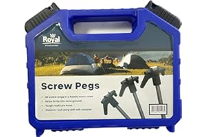 Royal Leisure Screw In Rock Pegs x 20 in Handy Carry Case With Adaptor