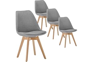 DEULINE Esszimmerstühle Stoffbezug-Grau Esszimmerstuhl mit 28mm stärke Massivholzbeine SGS geprüft Polsterstuhl Stühle Oslo+ 4er-Set 521205