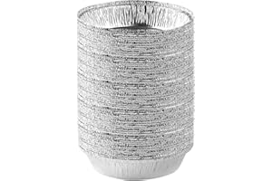 Quixotical 50 Stück Aluminiumfolie Pfannen, Einweg Aluschalen 7 Zoll, Rund Backbleche zum Backen, Kochen, Grillen – Aluminium Einwegformen