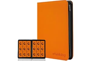efunkdog Kortpärm, PU-fodral med dragkedja, album med 9 fickor, för utbytbart kort, 360 fickor, ryggstöd för sportkort, TCG-k