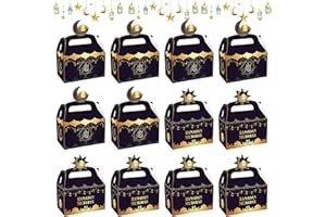 JOKILY 12 Pcs Eid Mubarak Boîtes Cadeau,Ramadan Sacs Cadeaux,DIY Sachet Cadeau Ramadan pour Bonbon Sucrerie Biscuits Friandises,Eid Boîtes à Friandises Pliables Papier Boîtes Ramadan Boîtes de Gâteaux(C)