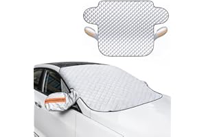 WY8 Car Windshield Cover & Sun Shade | Premium All-Season Ultimate Protection Against Ice, Snow, Frost, UV Rays, and Heat | Secure Anti-Theft Universal Fit (Large)