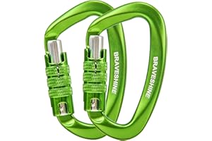 ‎BRAVESHINE BRAVESHINE Karabiner Karabinerhaken, 12KN Twist Lock Karabiner 80mm Aluminium Karabinerhaken groß mit Belastbarkeit bis 1200KG für Hängematte Sonnensegel Schaukel, 2 Stück