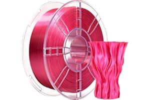 iBOSS PLA Plus (PLA+) Jedwabny filament do drukarki 3D, błyszczący filament do drukarki 3D, dokładność wymiarowa +/- 0,02 mm, szpula 1 kg (2,2 lb), jedwabny, różowo-czerwony