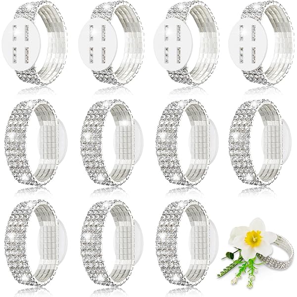 thumbnail image 2 of Framendino Wrist Corsage Bracelets - 12-Pack Slap Bracelets For Bridesmaids & Wedding Parties 2 of 9