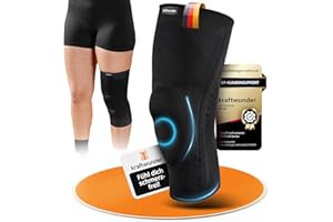 kraftwunder Knee Support for Men and Women, Made in Germany, with Patella Pad and Side Stabilisers, Knee Support for Sports, Jogging & Osteoarthritis, Meniscus, Arthritis (Black, L)