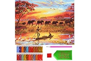 ARTULIO Diamond Painting Set - Afrikanische Elefantenwanderungen - 30x40 cm – 5D Diamant Painting Bilder, Diamond Painting Erwachsene