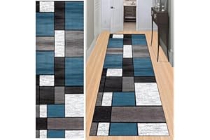 ‎BAYUE BAYUE Läufer Teppich Lang Flur rutschfest Waschbar 60X150CM,Modern Küchen Teppich Polyester Dauerhaft, Schlafzimmer Muster Carpet, für Wohnzimmer Büro Esszimmer, Anpassbar Teppichläufer Meterware