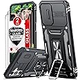 LeYi Armour Case for Samsung Galaxy A14 5G/4G and 2 Pack Screen Protectors, Samsung A 14 Case with Camera Lens Cover Slider, Ring Stand Holder Military Grade Shockproof Phone Cover, Black
