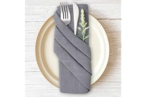YUSHENGTAI Stoffservietten, 12er Pack Hochwertige Grau Servietten 40x40 cm, Tischdekoration Servietten Hochzeit Geburtstag, Leinenservietten Wiederverwendbare Feiern Abendessen Cafe Restaurant