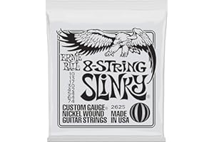 Ernie Ball Slinky Cordes filées en nickel pour guitare électrique à 8 cordes, calibre 10-74