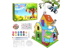 COL-PARY Casa de pájaros para manualidades, kit de construcción de casa de pájaros para niños, manualidades, juguetes de madera, proyectos de manualidades para regalos del día de los niños, niños y niñas,