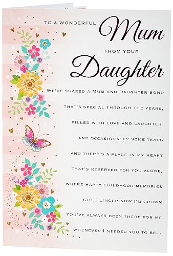 Traditional Mother's Day Card Mum from Daughter - 9 x 6 inches - Regal Publishing