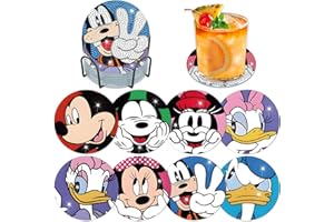 Lxmsja Cartoon Diamond Painting Coasters with Holder, Diamond Art Coasters Set of 8 for Adults Kids Beginners, DIY Funny Drinks Coasters with Cork, Craft Sets Gifts for Women Girls Kids