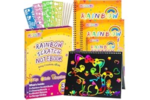 PLUNGE Gifts for 3-12 Year Old Girls Boys - 3 Pack Rainbow Scratch Off Notebooks Arts Crafts Supplies Set Color Drawing Paper Kit for Kids Birthday Game Party Favor Christmas Easter Activity Toy
