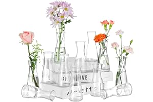 ‎HEWORY Hewory Kleine Vasen für Tischdeko Hochzeit: 12 Vase Glas Vasen Klein Tischdeko für Hochzeitsdeko - Modern Blumenvase Glas Kleine Glasvasen Flower Vase Schmal für Wohnzimmer Brautparty Wedding Esstisch