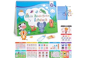 Weokeey Jeux Montessori 3 4 5 6 Ans Quiet Book Allemand 12 Thèmes Éducatifs Busy Book Learning Ressources Jeux Enfants Livre Activité pour Garçon, Fille Anniversaire, Cadeau de Noël