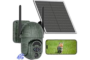NUASI 3G/4G LTE Camara Vigilancia Exterior con Tarjeta SIM, Camara 4g Solar con Doble Lente, 12X Zoom, Detección de Movimiento, 2K Visión Nocturna, Audio Bidireccional, IP66 Impermeable, PTZ 360°