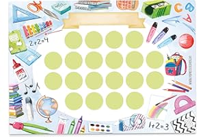 PAPIERDRACHEN Jeu de tableaux de récompenses pour enfants sous forme de bloc détachable de 10 feuilles - Concept motivant - avec de superbes autocollants pour garçons et filles - jeu de motifs scolaires 20