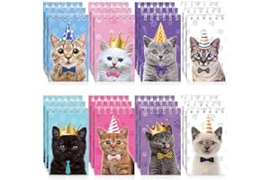 Nezyo 24 Stück Katze Tier Mini Notizblock Süße Klein Spiraltasche Notizbuch Haustier Katze Memo Spiralblock Spiralbuch Schreibblock für Katzen Partys Jungen Mädchen Büro Schule (Lebendiger Stil)