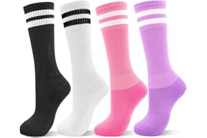 DECOVICI Kinder Fußballsocken für Mädchen und Jungen 4 Paar, Kniestrümpfe Fussball Socken für Kinder, Lange stutzen kinder fußball für 3-13 Jahre Rugby Tägliches