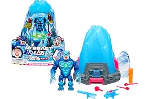 MrBeast Lab Fais Fondre la Glace et libère Une créature du Cryo Lab à Collectionner, 18 cm, Plus de 30 Sons, lumières et réactions, 2 Armes Jouets, Cryo Panther et Cryo Tiger à Collectionner