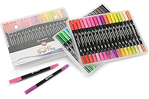 EuroElement Dual Tip Brush Pens Art Supplies Colouring Pens Set- Coloured Pens, Felt Tip Pens- Art Pens for kids and Adult Colouring Books- Fine Tip for Drawing, Brush Tips for Calligraphy (36)
