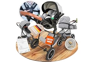 AMOR BABY Kinderwagen 3 in 1 [Babywagen & Autositz] mit Babyschale Fahrgestell Kombi als Set | Stroller Baby | Isofix Station & 5-Punkt Sicherheitsgurt Kinderwagen Buggy Reisebuggy Buggys | Babywagen