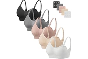 HBselect Sujetador Lactancia de Maternidad, 5 Pcs Sujetador de Lactancia Sin Costuras con Extensiones Sin Aros para Mujeres
