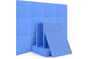 RDUTUOK Confezione da 12 pannelli acustici ad alta densità, 30 x 30 x 1 cm, con bordi smussati, insonorizzati, per sala registrazioni, uffici, decorazione della casa e della parete (blu)