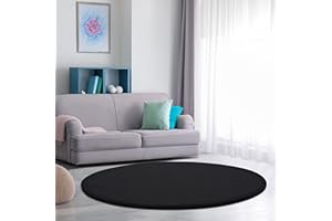 Paco Home Nursery Area Rug Kids Rug For Bedroom Girls Boys Soft Non-slip Modern, Size:Ø 160 cm round, Colour:Black