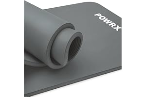 POWRX Colchoneta Fitness Antideslizante 190 x 60, 80, 100 cm - Esterilla deporte ideal para Yoga, Pilates y Gimnasia - Extra Suave y Grosor de 1,5 cm o 1 cm - Ecológica con Cinta para Transporte y Funda + Poster