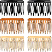 6 Stück Acryl-Seitenkämme Für Frauen – Französische Haarspangen, 7-Zahn-Kämme, In Schwarz & Braun, Für Hochzeit & Alltag