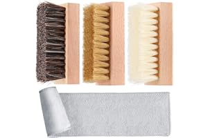 ZJoey 3 Pcs Sneaker Shoe Cleaner Brush Set Include Boar Cleaning Brush and Plastic Bristles Shoe Clean Brush with Microfiber Cloth