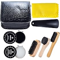 Kit De Voyage Pour Nettoyer Les Chaussures En Cuir - Cirage, Brosses Et Chiffon - Rise'n Shine, Neuf Vintage