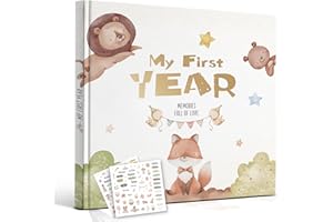Hyggartn Baby Memory Book – My First Year Journal with Stickers (84 Pages) Gender-Neutral Keepsake for Boys & Girls Thoughtful Gift for New Parents