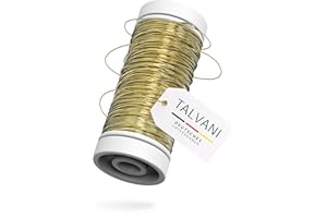 TALVANI Blumendraht | Basteldraht – Hochwertiger Draht zum Dekorieren – Premium Bindedraht, Deutscher Versand – Verbesserter Myrthendraht für Blumengestecke in Gold, Ø 0,35 mm | 50 m
