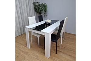 KOSY KOALA Dining Table with 4 chairs 2 white 2 black chairs high gloss wood dining set White black wood kitchen set 4 (Table with mix of chairs)