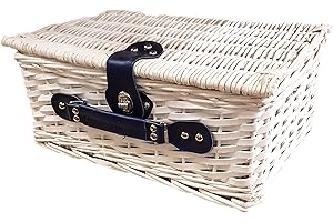 G. WURM Pärchen Picknickkorb, blau-weiß, gestreift | Picknick Set für 2 Personen | 16 Teile