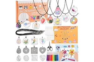 Tigvio Bastelset Ketten Selber Machen Set, basteln mädchen 6 7 8 9 10 jahre Schmuckset mit Anhänger Halsketten, basteln kinder ketten basteln als geschenke für 6-10 mädchen und Jungs