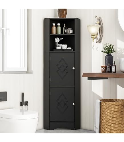 GROF Eckschrank Dreieckig – Offenes Regal, Lackierte Eiche, Fertig Montiert, Für Wohnzimmer & Flur