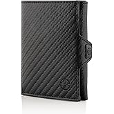 TRUSADOR Verona Unisex RFID Trifold Deri C&uuml;zdan &Ouml;n Cep, Karbon, K&uuml;&ccedil;&uuml;k, Fermuar Cepli