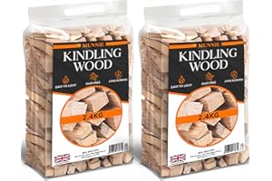 Munnie Kindling Wood 2 Pack x 2.4KG (4.8KG) – Premium Kiln-Dried Firewood for Wood Burners, Fire Pits, BBQs & Pizza Ovens – Easy to Light, Smokeless, Long-Lasting Fire Logs – Low Moisture & Clean Burn