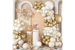 GOVPY Luftballon Girlande Beige Gold, 102 Stück Weißsand Gold Ballon Girlande, Weiß Gold Luftballons mit Nude Cream Ballons für Boho Hochzeit, Geburtstag Party Dekoration, Babyparty, Geburtstagsdeko