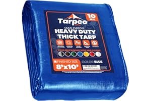 Tarpco Safety telo impermeabile esterno(190 g/m²|8′ X 10′ | 2.45m X 3m,Blu)10 Mil protective tarpaulin | tent cover | Telo con occhielli resistente ai raggi, UV, antistrappo.