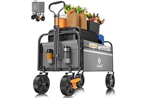‎KESSER KESSER® Bollerwagen faltbar Handwagen Transportkarre max. 150kg Tragkraft & 360° PVC-Reifen Gerätewagen inkl. 2 Netztaschen, Seitentasche & Abdeckung Transportwagen Gartenanhänger ohne Dach, Grau