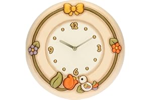 THUN - Orologio Da Parete Country Con Tulipano e Uccellino - Living, Arredare la casa - Idea Regalo - Linea Country - Ceramica, Meccanismo In Plastica - Ø 26 cm; profondità 4,5 cm