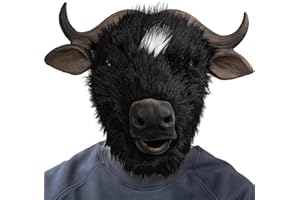Partyhop Bawół maska zwierzęca, lateksowa maska na całą głowę, realistyczne pluszowe maski, fantazyjna sukienka na Halloween, karnawał, imprezę kostiumową